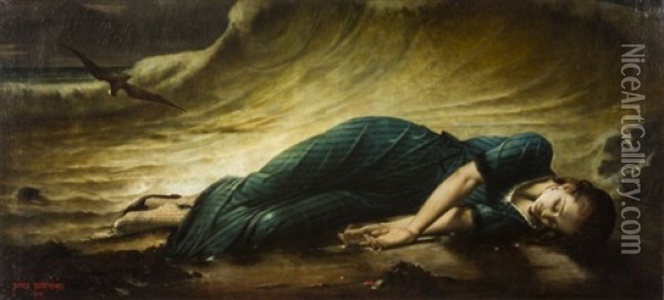 Mort De Virginie Oil Painting - Jean-Baptiste (James) Bertrand