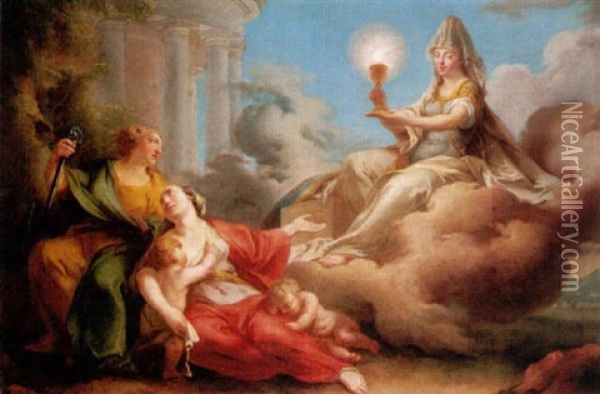 The Three Theological Virtues: Faith, Hope And Charity Oil Painting - Clement Louis Belle