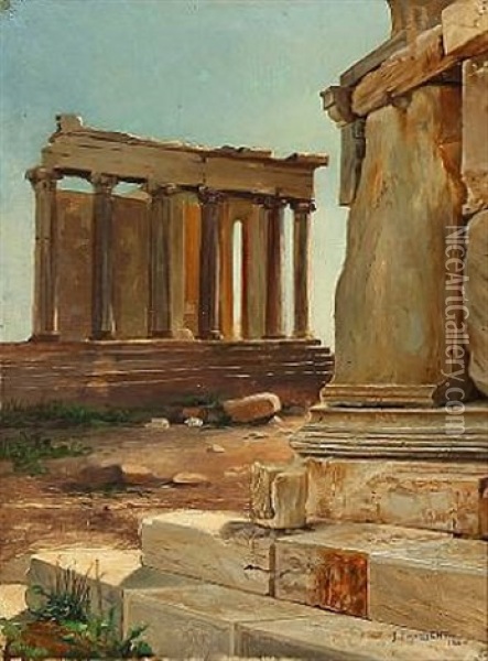 Motiv Fra Akropolis Oil Painting - Josef Theodor Hansen