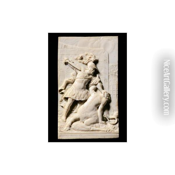 An Ivory Relief Of Theseus Slaying The Minotaur Oil Painting - Henri Amand