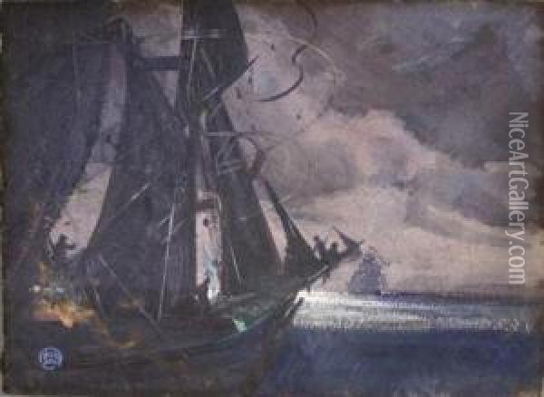 Ships At Sea Oil Painting - Henry George Keller