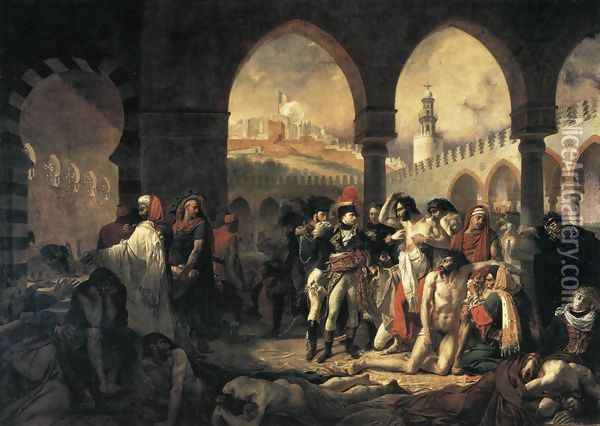 Napoleon Bonaparte Visiting the Plague-stricken at Jaffa 1799 Oil Painting - Antoine-Jean Gros