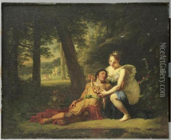 Renaud Et Armide Oil Painting - Jacques Antoine Vallin