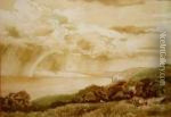 Falaises De Varangevilles Oil Painting - Emile Rene Menard