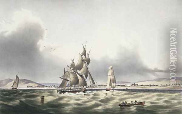 Vessels Leaving Port Royal Oil Painting - Joseph Bartholomew Kidd