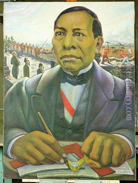 Portrait of Benito Juarez 1948 Oil Painting - Diego Rivera