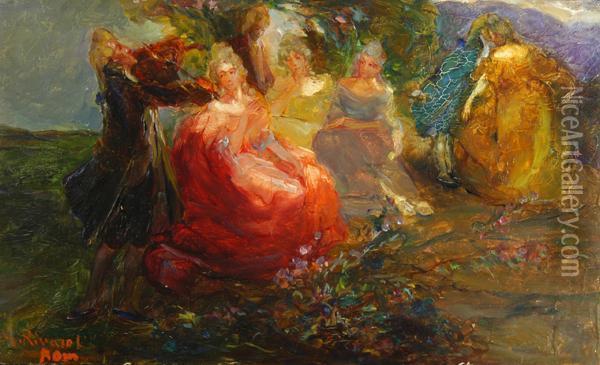 Concertino Oil Painting - Giuseppe Rivaroli