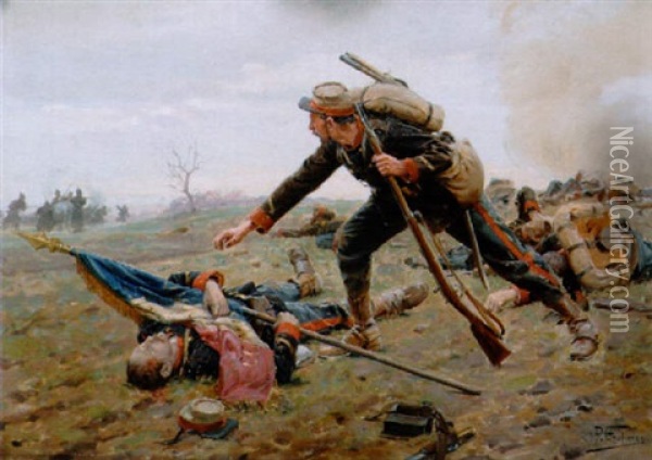 Le Sergent Tanviray Oil Painting - Paul (Louis Narcisse) Grolleron