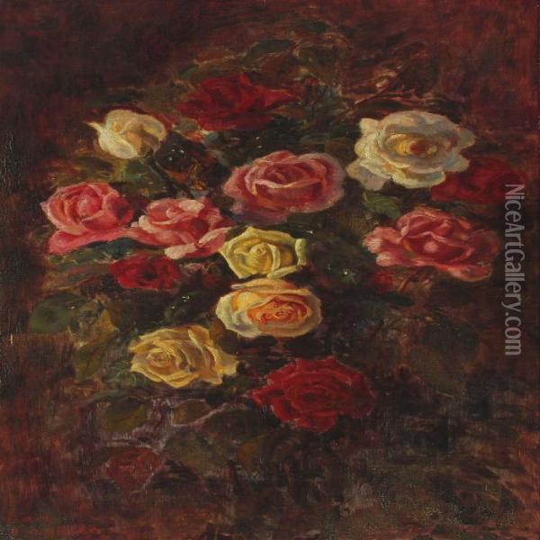 Roses Oil Painting - Carl Christian E. Carlsen