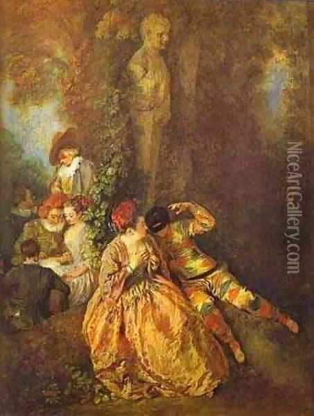 Voulez Vous Triompher Des Belles 1716 Oil Painting - Jean-Antoine Watteau
