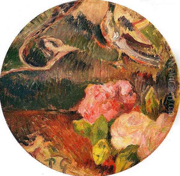 Flowers And A Bird Oil Painting - Paul Gauguin