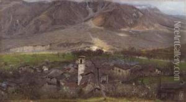 Paesaggio Della Val Camonica Oil Painting - Arnoldo Soldini