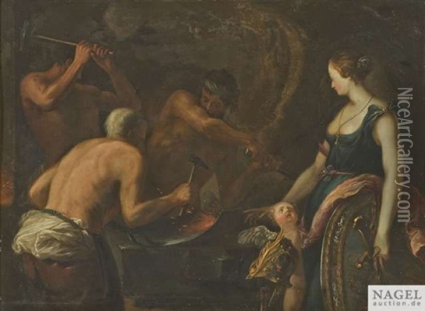 Venus In Der Schmiede Des Vulkan Oil Painting - Johann Heinrich Schoenfeldt