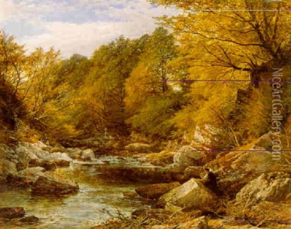 A Rocky Stream Oil Painting - John C. Syer