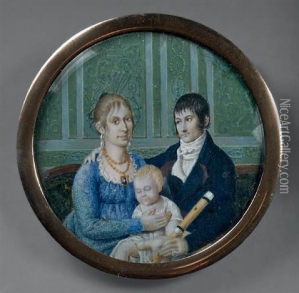 Triple Portrait De Famille Oil Painting - Etienne Bouchardy