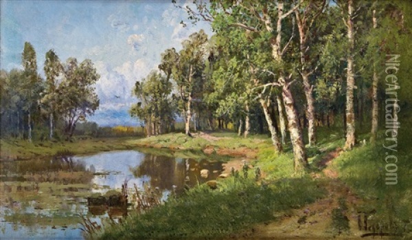 Birkenwald Mit See Oil Painting - Simeon Fedorovich Fedorov