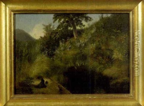 The Old Bog Hole Oil Painting - Louis Remy Mignot