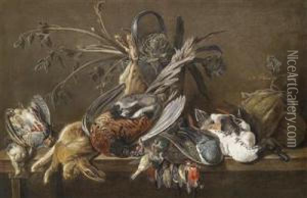 Still Life With Wildfowl And Vegetables Oil Painting - Adriaen van Utrecht