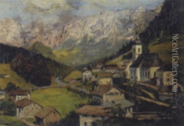 Ramsau Mit Blick Auf Dachstein Oil Painting - Walter Thamm