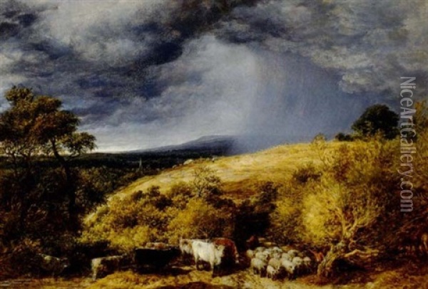 A Coming Storm Oil Painting - John Linnell