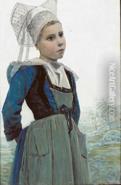 Breton Girl Oil Painting - George Sherwood Hunter