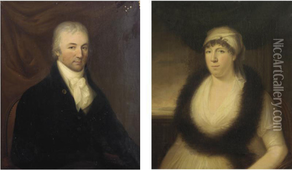 Portrait Of Lt. Col. James Coleridge (1759-1836) And Frances Duke Taylor, Mrs Coleridge (1759-1838) Oil Painting - Edward Bird