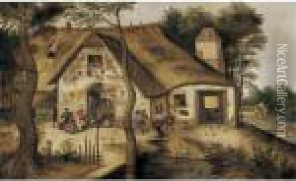 L' Auberge St. Michel Oil Painting - Pieter The Younger Brueghel