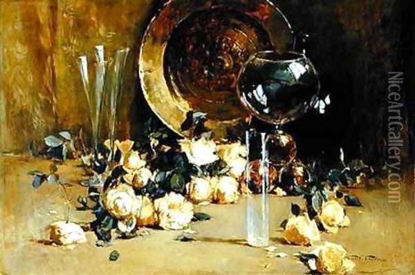 Yellow Roses Oil Painting - Emil Carlson