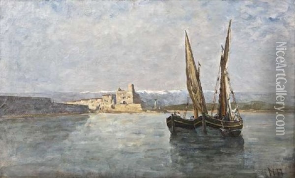 Mediterranean Harbour Scene Oil Painting - Nathaniel Hone the Younger