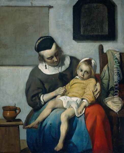 The Sick Child c. 1660 Oil Painting - Gabriel Metsu
