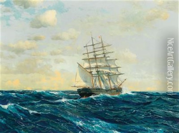 Three-master On The High Seas Oil Painting - Michael Zeno Diemer