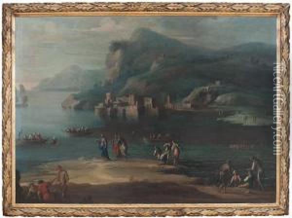 Veduta Costiera Con La Chiamata Di Pietro E Andrea Oil Painting - Nicola Viso