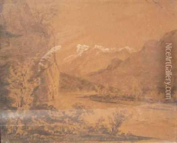 Attribue A, Vallee Du Rhone Oil Painting - Jean Samson Guignard