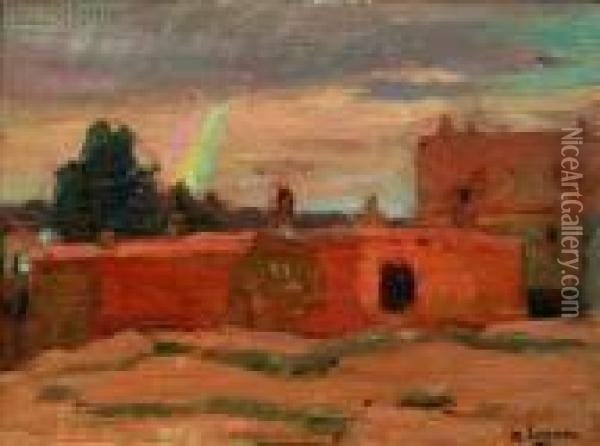 Moroccan Buildings With Rainbow Oil Painting - Robert Henry Logan