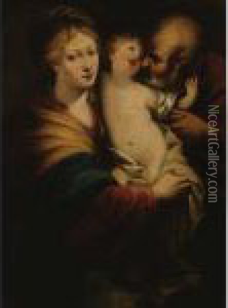 The Holy Family Oil Painting - Giulio Cesare Procaccini