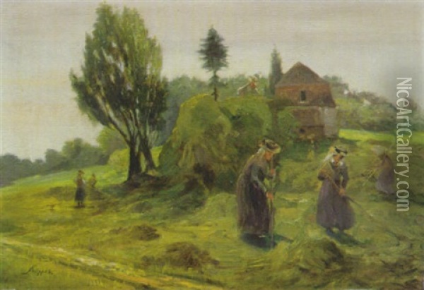 Magde Bei Der Heuernte Oil Painting - Albert Kappis