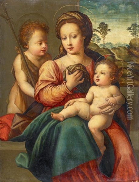 Madonna Mit Christuskind Und Johannesknaben Oil Painting - Giovanni Antonio Sogliani