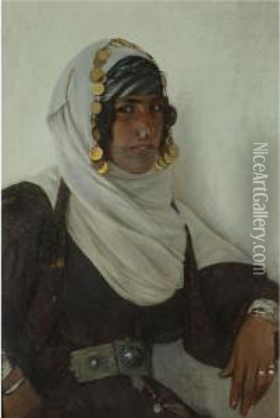 Girl From Damascus Oil Painting - Rudolf Swoboda