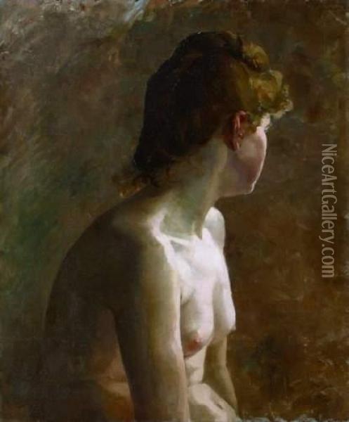 Jeune Femme Nue En Buste, Le Visage Tourne Vers La Droite Oil Painting - Leon Olivie