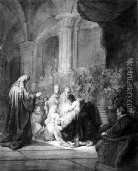 Simeon In The Temple Oil Painting - Aert Schouman