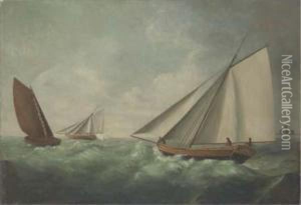 Sailing Off The Coast Oil Painting - Thomas Birch