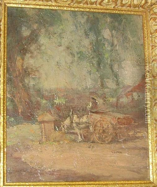 Horse And Cart On A Country Track Oil Painting - James Lawton Wingate