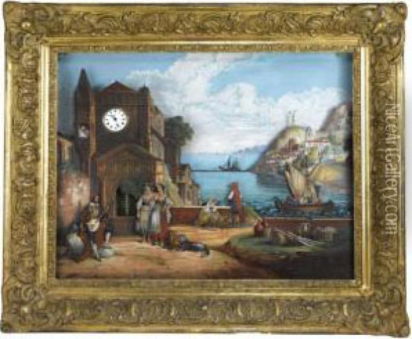 Philippe Polychrome Musical Automaton Picture Wall Clock, Tharin Oil Painting - Alfred Louis Andrieux