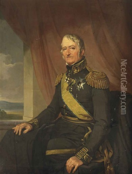Portrait Of General Lieutenant F.g.o. Lagerbring Oil Painting - Johan Gustav Sandberg