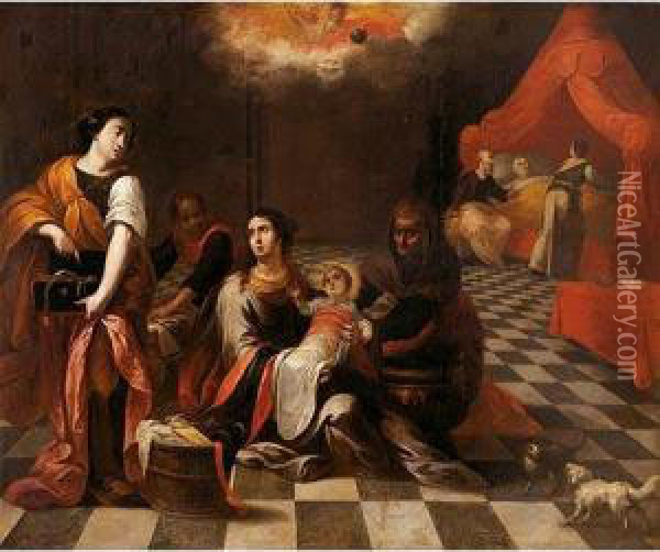 Nacimiento De La Virgen Oil Painting - Cornelis Iii Schut
