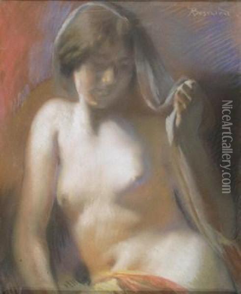 A Young Nude With A Veil Oil Painting - Paul Albert Besnard