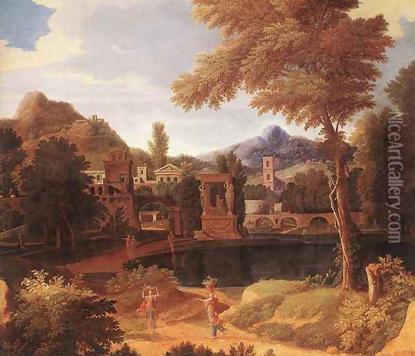 Imaginary Landscape 1660s Oil Painting - Francisque Millet