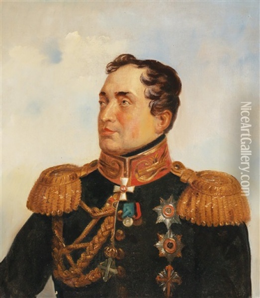Portrait Of Philip Osipovich Paulucci In The Uniform Of A Russian Adjutant General Oil Painting - George Dawe