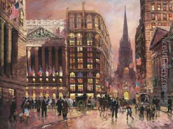 Wall Street Oil Painting - Robert Lebron