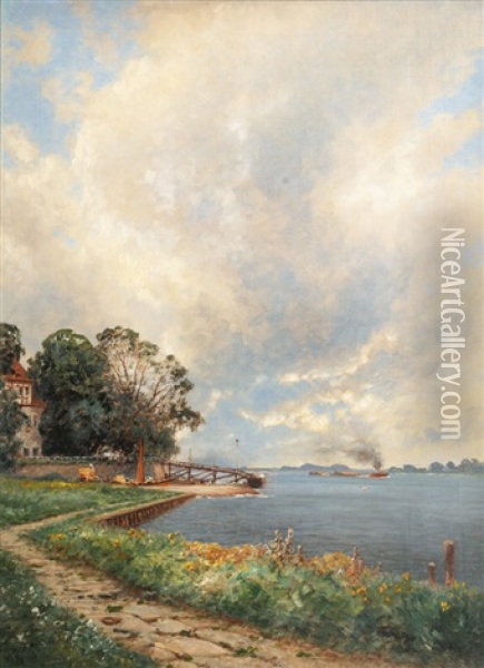 The Elbe At Zollenspieker Oil Painting - Ascan Lutteroth
